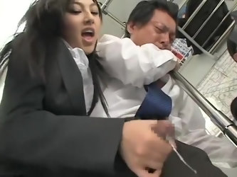 Asian Hot Handjob in Bus